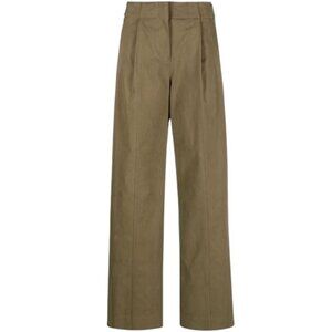 LVIR High-Waisted Straight Leg Trousers Pants Khaki Suede Cotton Size Large NWT